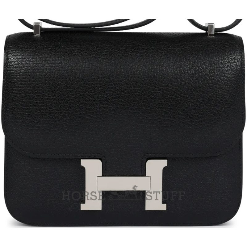 HERMÈS Constance Mini 18 Black Chèvre Chamkila PHW