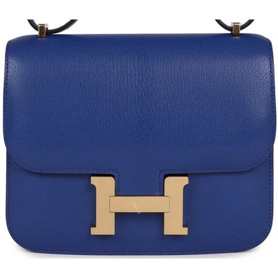 HERMÈS Constance Mini 18 Blue Royal Chèvre Chamkila GHW