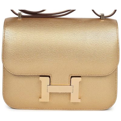 HERMÈS Constance Mini 18 Exceptional Super Rare Dore ( Metallic Gold ) Chèvre Chamkila Permabrass HW
