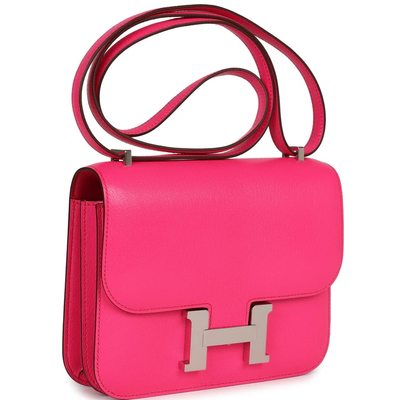 HERMÈS Constance Mini 18 Rose Pop Chèvre Chamkila PHW