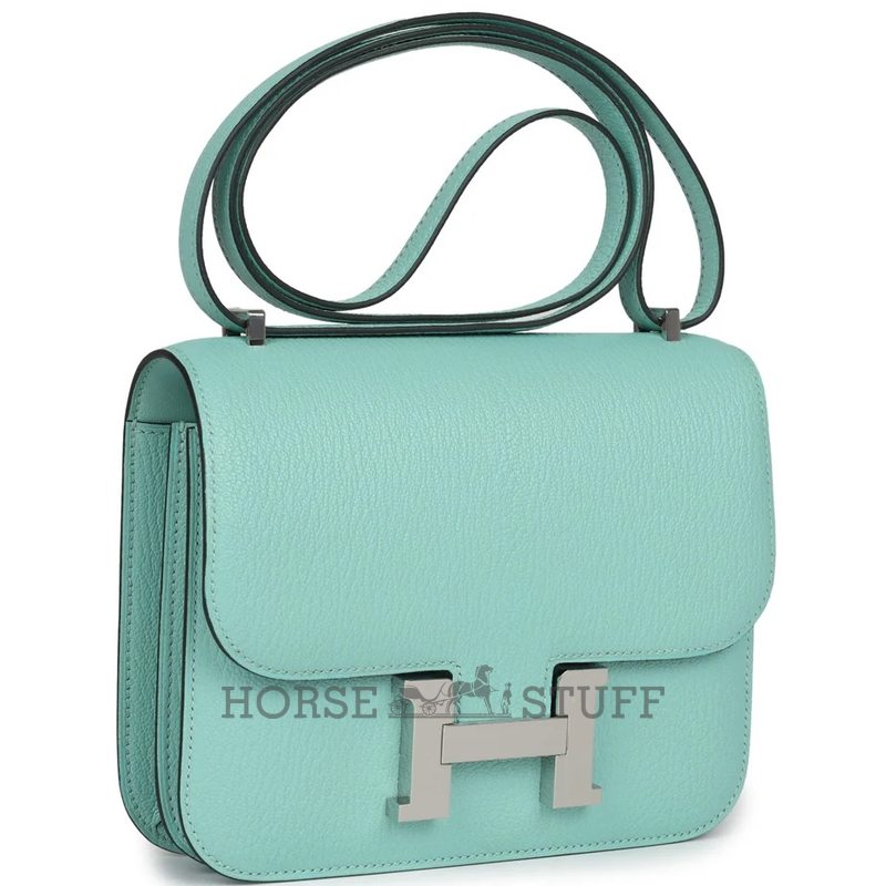 HERMÈS Constance Mini 18 Aqua Chèvre Mysore PHW
