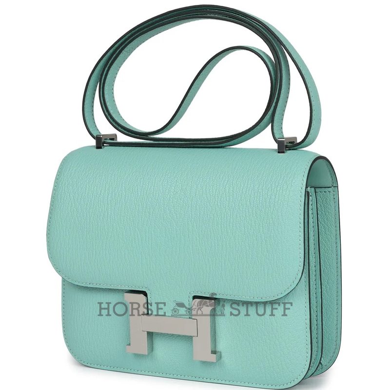 HERMÈS Constance Mini 18 Aqua Chèvre Mysore PHW