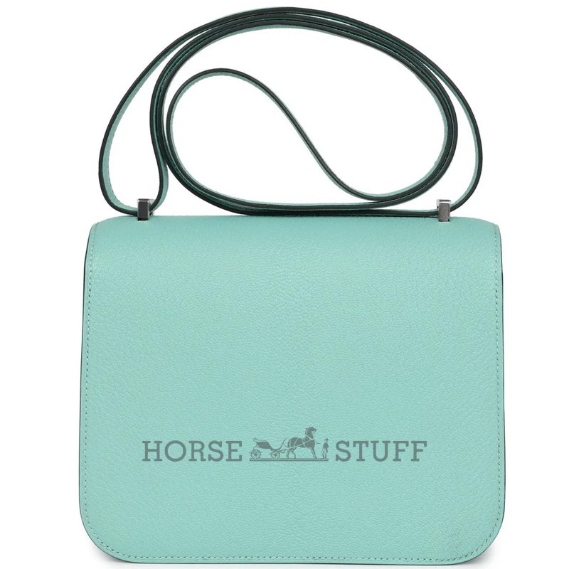 HERMÈS Constance Mini 18 Aqua Chèvre Mysore PHW