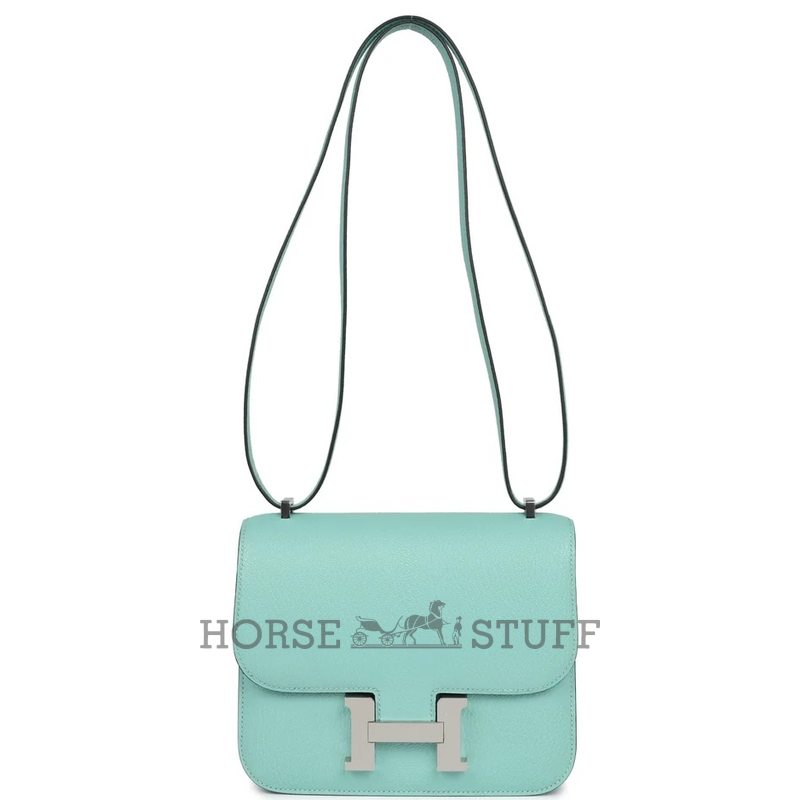 HERMÈS Constance Mini 18 Aqua Chèvre Mysore PHW