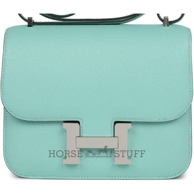 HERMÈS Constance Mini 18 Aqua Chèvre Mysore PHW