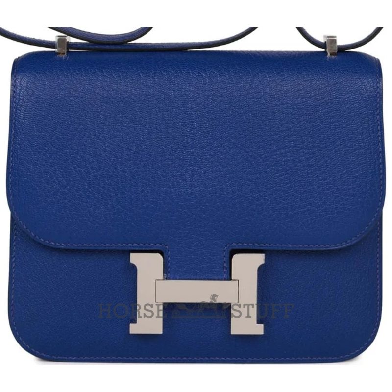 HERMÈS Constance Mini 18 Blue Electrique Chèvre Mysore PHW