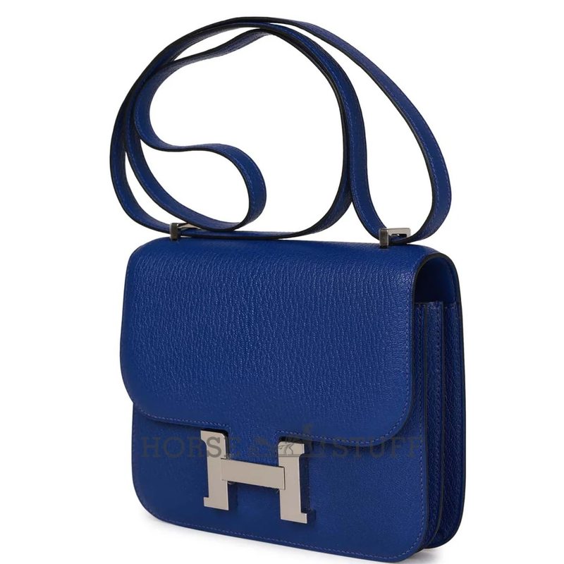 HERMÈS Constance Mini 18 Blue Electrique Chèvre Mysore PHW