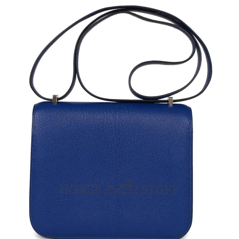HERMÈS Constance Mini 18 Blue Electrique Chèvre Mysore PHW