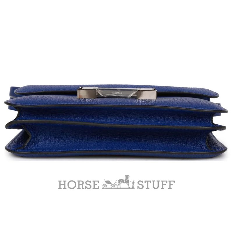 HERMÈS Constance Mini 18 Blue Electrique Chèvre Mysore PHW
