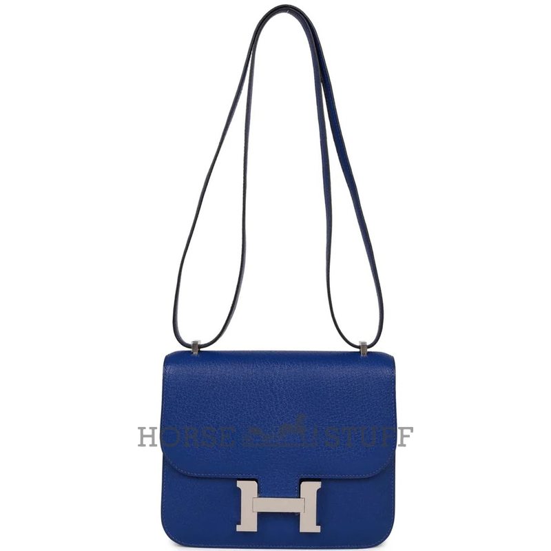 HERMÈS Constance Mini 18 Blue Electrique Chèvre Mysore PHW