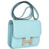 HERMÈS Constance Mini 18 Blue Zephyr Chèvre Mysore Permabrass HW