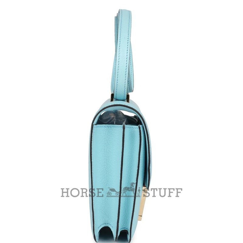 HERMÈS Constance Mini 18 Blue Zephyr Chèvre Mysore Permabrass HW