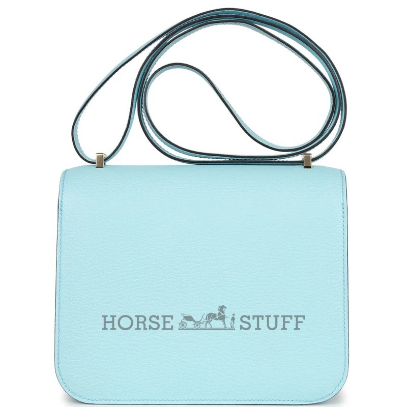 HERMÈS Constance Mini 18 Blue Zephyr Chèvre Mysore Permabrass HW