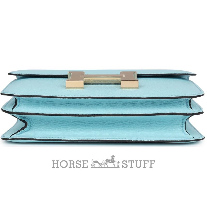 HERMÈS Constance Mini 18 Blue Zephyr Chèvre Mysore Permabrass HW