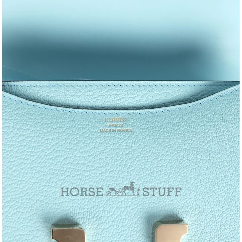 HERMÈS Constance Mini 18 Blue Zephyr Chèvre Mysore Permabrass HW