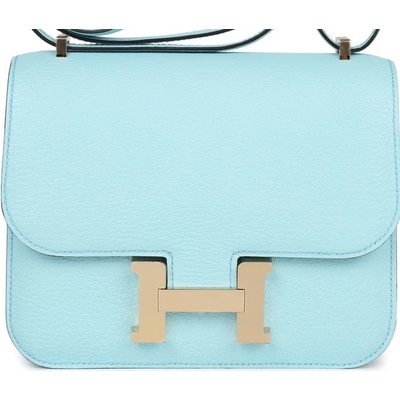HERMÈS Constance Mini 18 Blue Zephyr Chèvre Mysore Permabrass HW