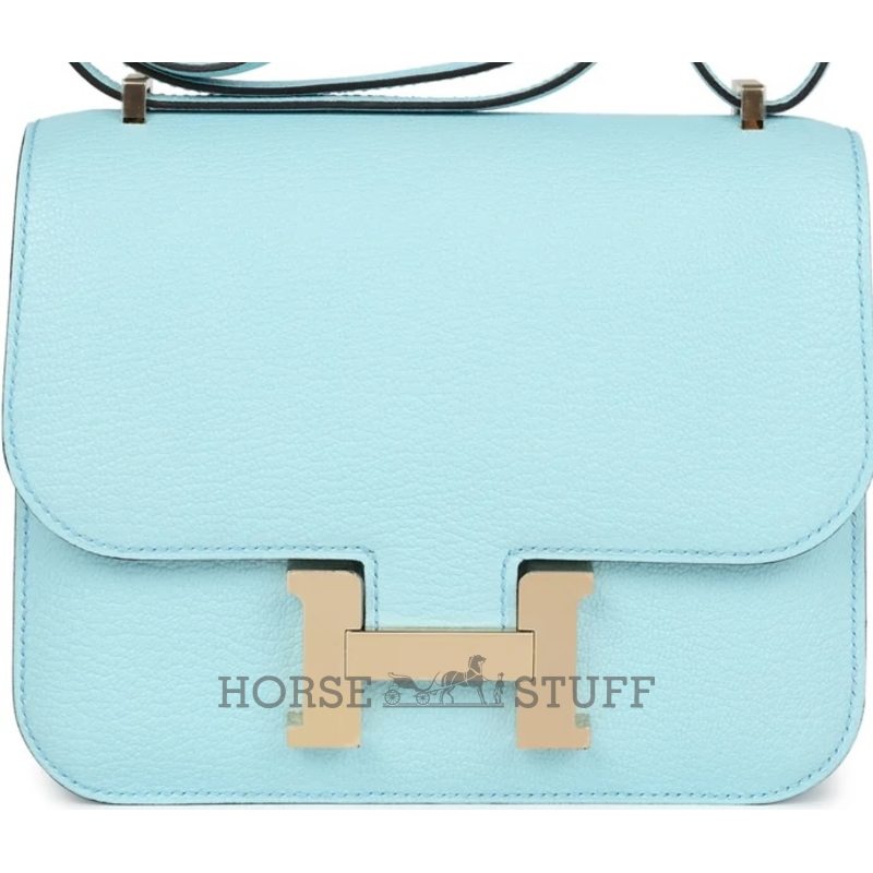 HERMÈS Constance Mini 18 Blue Zephyr Chèvre Mysore Permabrass HW