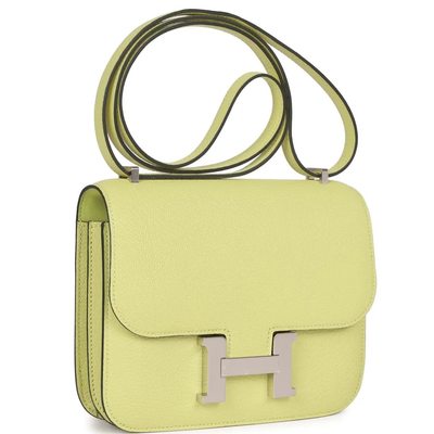 HERMÈS Constance Mini 18 Jaune Bourgeon Chèvre Mysore PHW