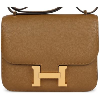 HERMÈS Constance Mini 18 Kraft Chèvre Mysore GHW