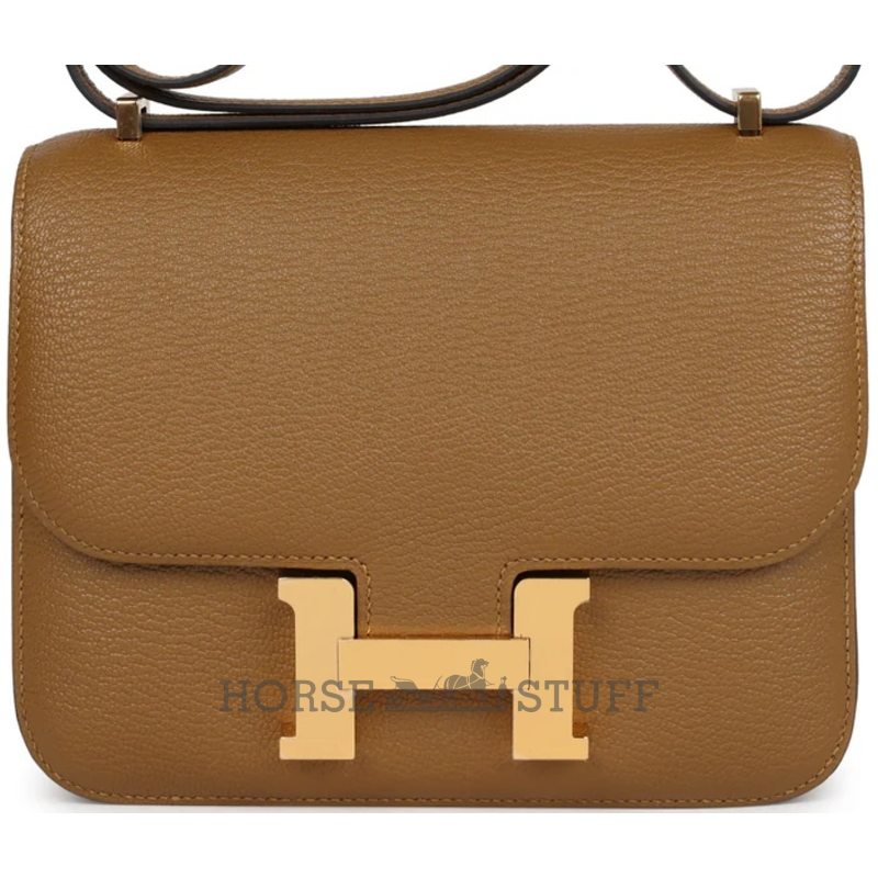 HERMÈS Constance Mini 18 Kraft Chèvre Mysore GHW