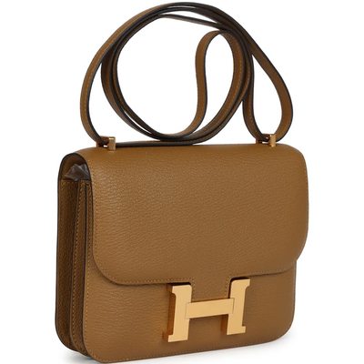 HERMÈS Constance Mini 18 Kraft Chèvre Mysore GHW