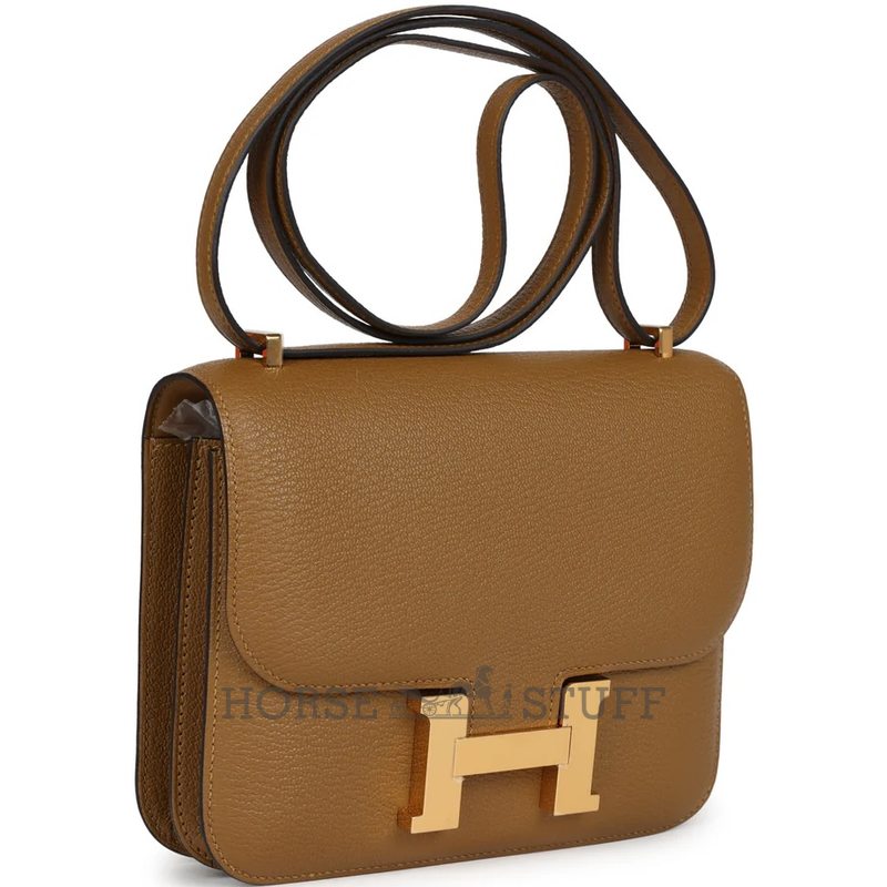 HERMÈS Constance Mini 18 Kraft Chèvre Mysore GHW