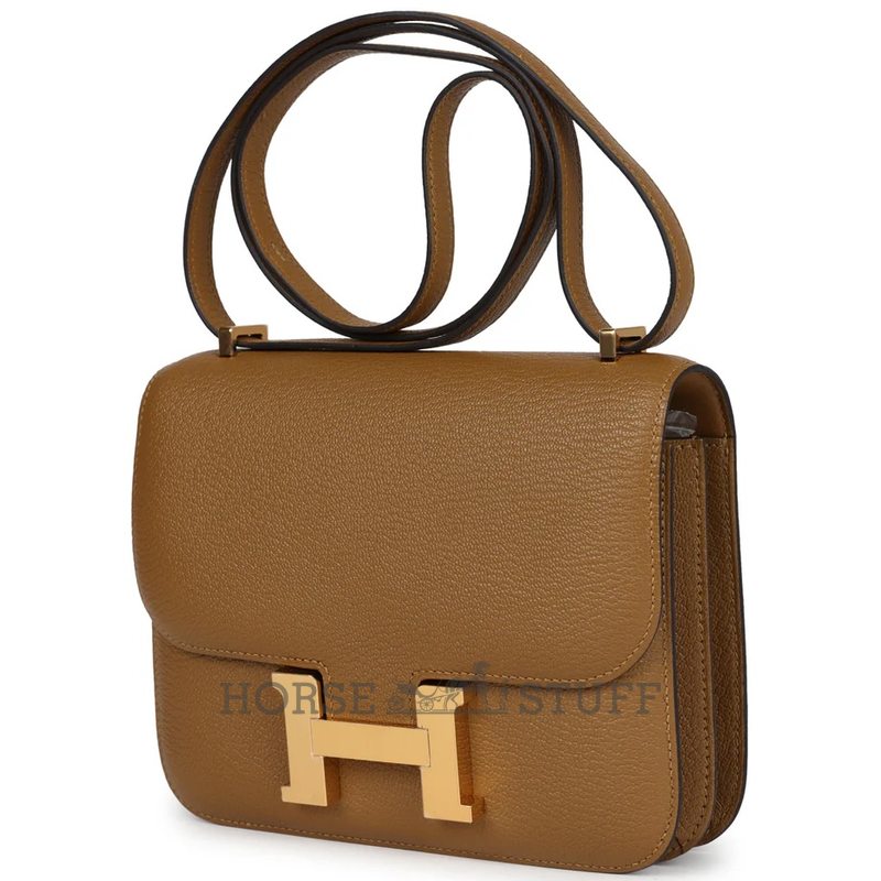 HERMÈS Constance Mini 18 Kraft Chèvre Mysore GHW