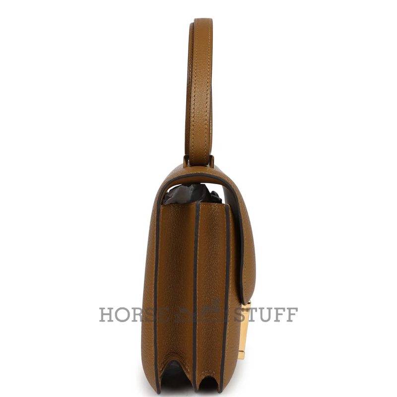 HERMÈS Constance Mini 18 Kraft Chèvre Mysore GHW