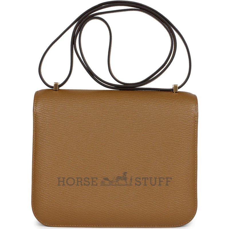 HERMÈS Constance Mini 18 Kraft Chèvre Mysore GHW