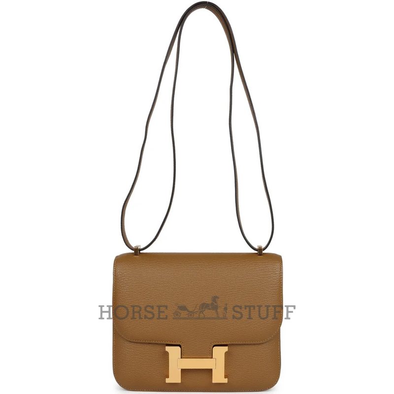 HERMÈS Constance Mini 18 Kraft Chèvre Mysore GHW