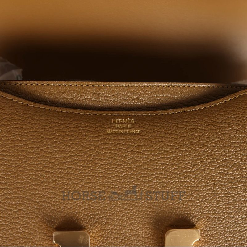 HERMÈS Constance Mini 18 Kraft Chèvre Mysore GHW