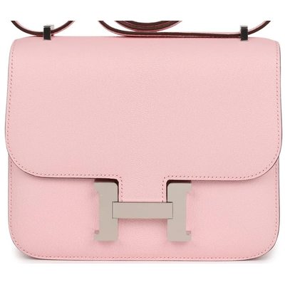 HERMÈS Constance Mini 18 Rose Sakura Chèvre Mysore PHW