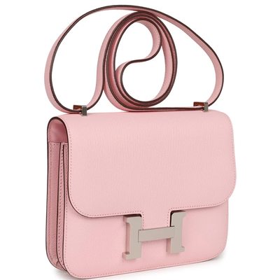 HERMÈS Constance Mini 18 Rose Sakura Chèvre Mysore PHW