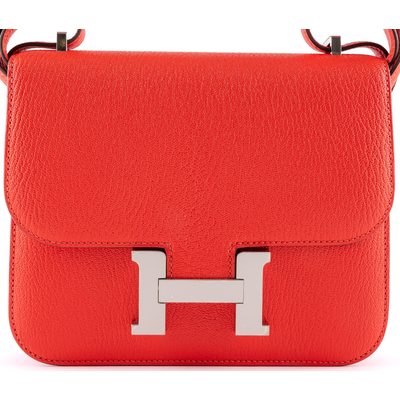 HERMÈS Constance Mini 18 Rose Texas Chèvre Mysore PHW