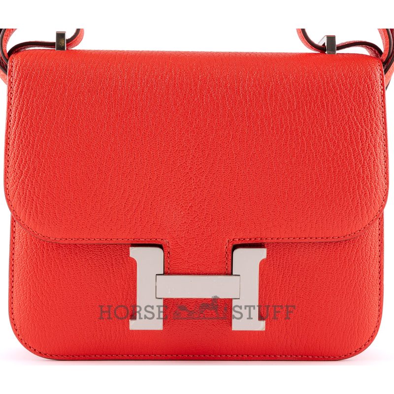HERMÈS Constance Mini 18 Rose Texas Chèvre Mysore PHW