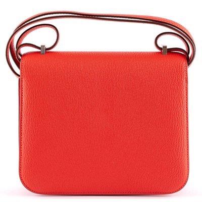HERMÈS Constance Mini 18 Rose Texas Chèvre Mysore PHW