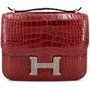 HERMÈS Constance Mini 18 Bordeaux Shiny Crocodile Alligator with Aizome Shiny Lizard GHW