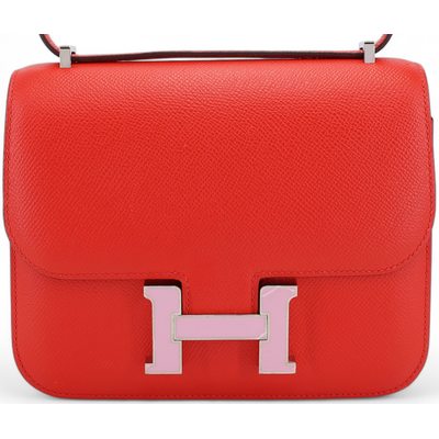 HERMÈS Constance Mini 18 Rouge de Coeur Epsom with Enamel Pink PHW