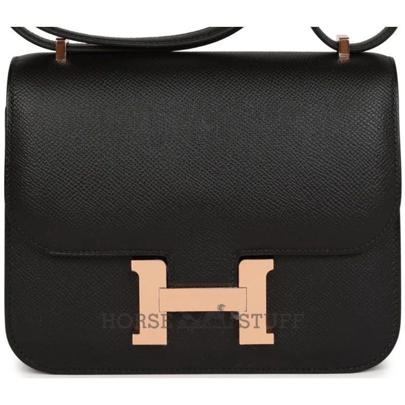 HERMÈS Constance Mini 18 Black Epsom RGHW