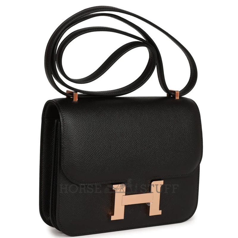 HERMÈS Constance Mini 18 Black Epsom RGHW