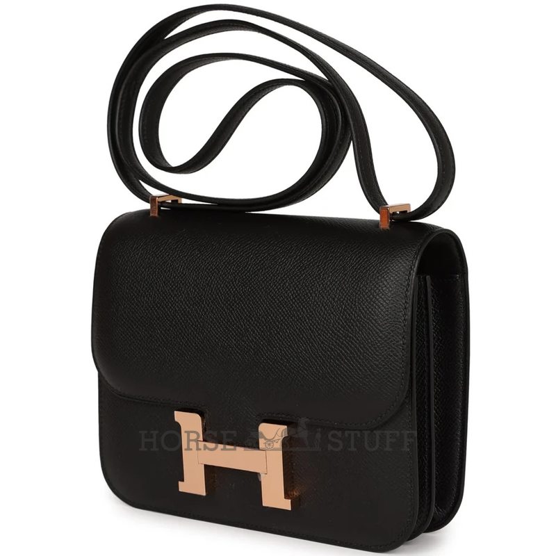 HERMÈS Constance Mini 18 Black Epsom RGHW