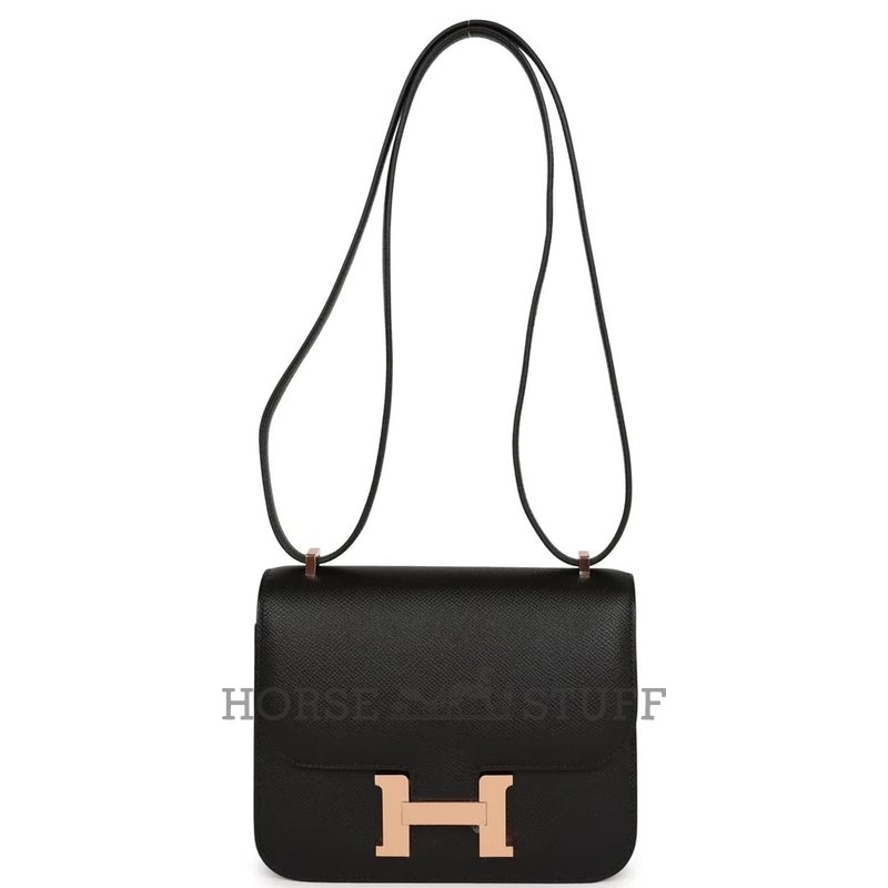 HERMÈS Constance Mini 18 Black Epsom RGHW