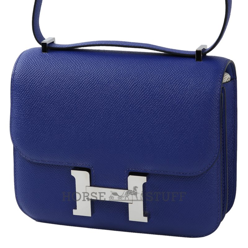 HERMÈS Constance Mini 18 Blue Electrique Epsom PHW