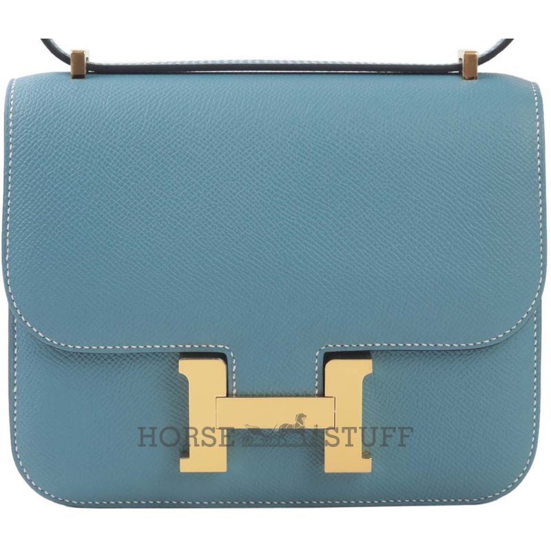 HERMÈS Constance Mini 18 Blue Jean Epsom GHW