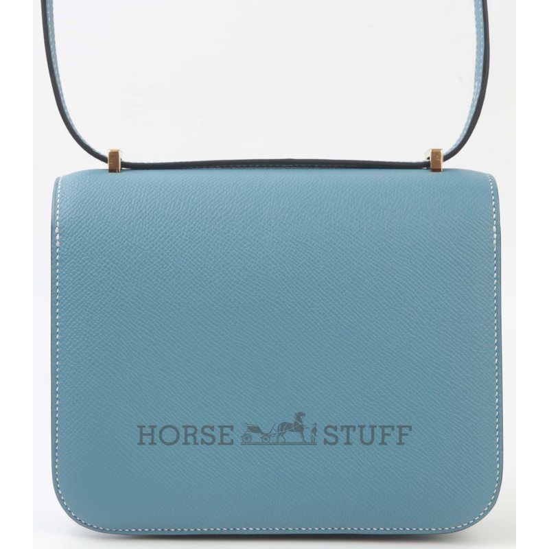 HERMÈS Constance Mini 18 Blue Jean Epsom GHW