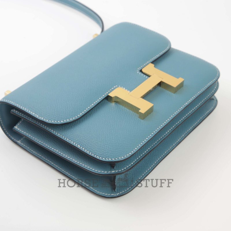 HERMÈS Constance Mini 18 Blue Jean Epsom GHW