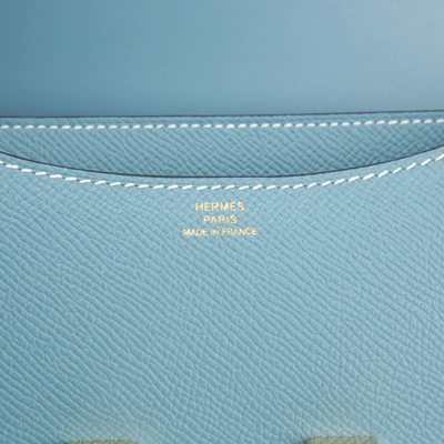 HERMÈS Constance Mini 18 Blue Jean Epsom GHW