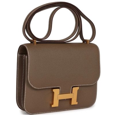 HERMÈS Constance Mini 18 Etoupe Epsom GHW