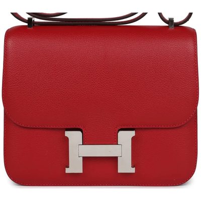 HERMÈS Constance Mini 18 Rouge Casaque Evercolor PHW