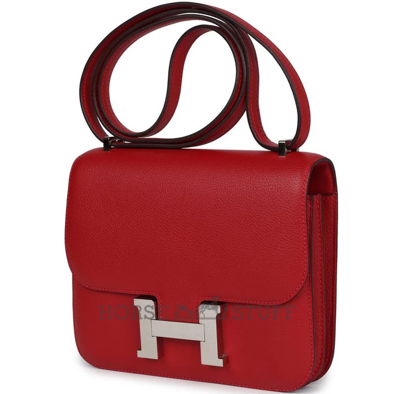 HERMÈS Constance Mini 18 Rouge Casaque Evercolor PHW